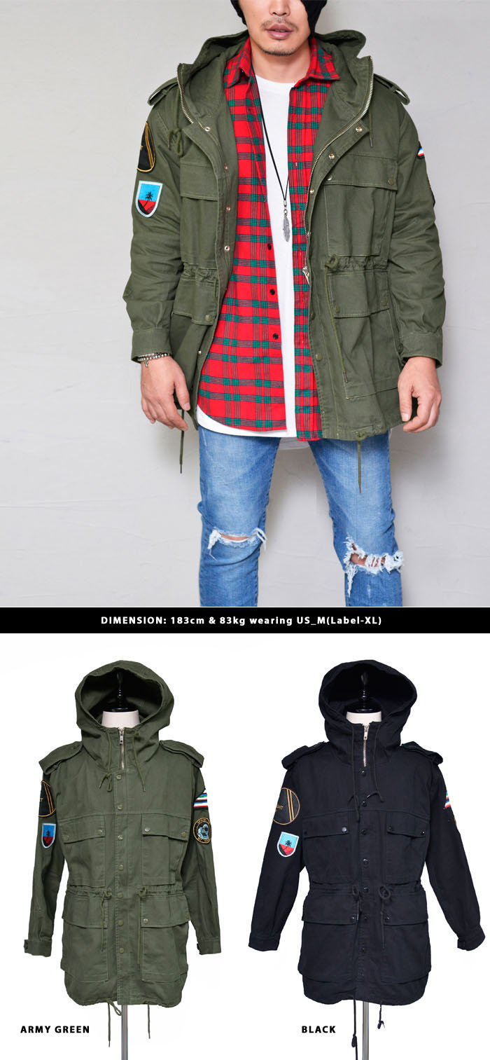 Outerwear Jackets Multi Patch Hooded MilitaryJacket 263
